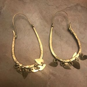 SOLD Boho golden dangle oval hoop earrings
